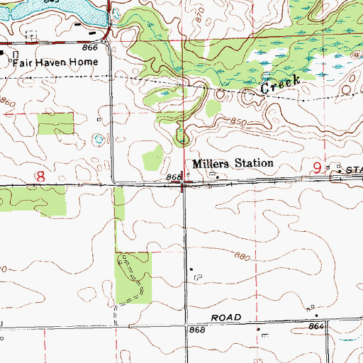 Topographic Map of Miller Post Office (historical), MI