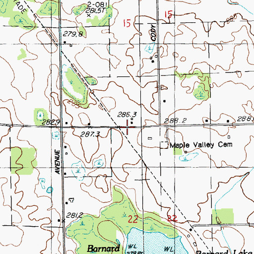 Topographic Map of Maple Valley Post Office (historical), MI