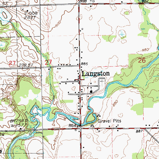 Topographic Map of Langston Post Office (historical), MI