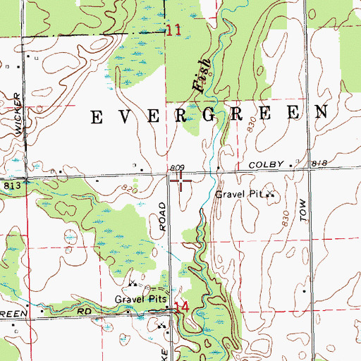 Topographic Map of Fishville Post Office (historical), MI