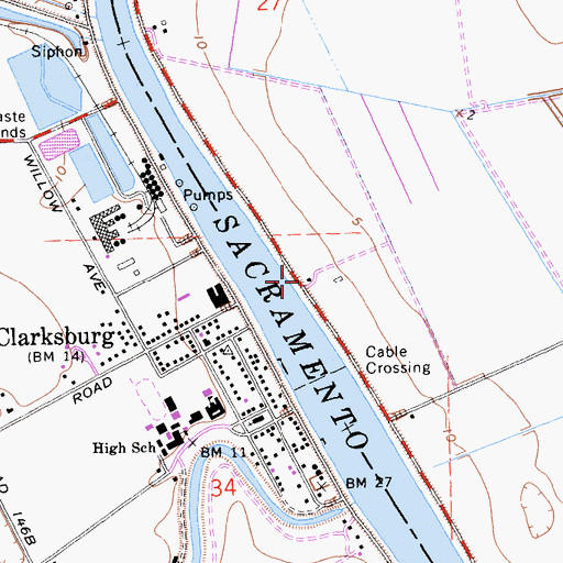 Topographic Map of Nichols Landing, CA