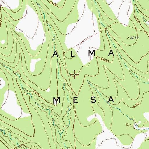 Topographic Map of Alma Mesa, AZ