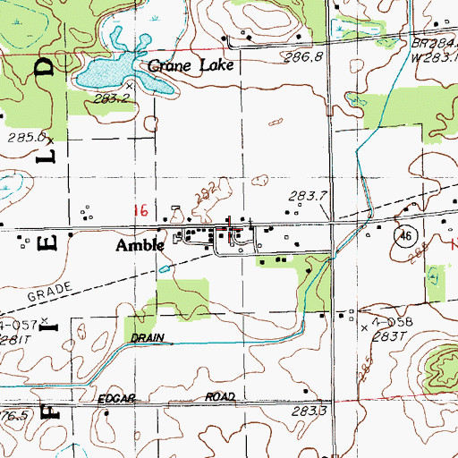 Topographic Map of Amble Post Office (historical), MI