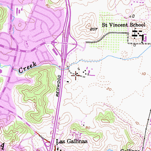 Topographic Map of Saint Vincent, CA