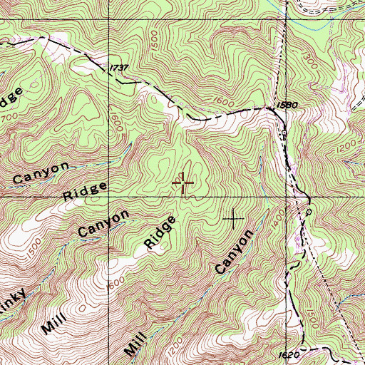 Topographic Map of Mill Ridge, CA
