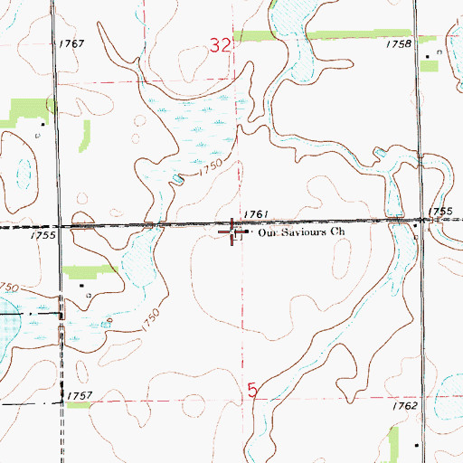 Topographic Map of Our Saviors Church Cemetery, SD