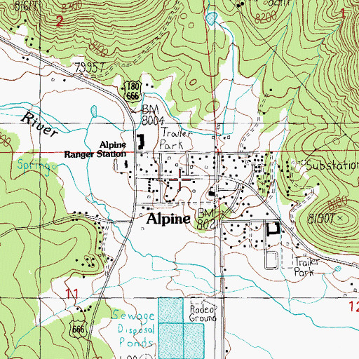 Topographic Map of Alpine, AZ