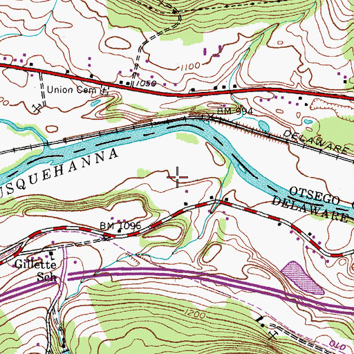 Topographic Map of Bishop Farm, NY