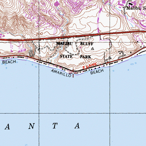 Topographic Map of Amarillo Beach, CA