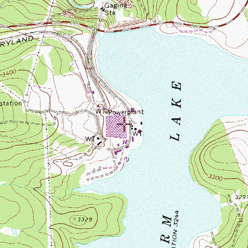 Topographic Map of Mount Storm Power Station, WV