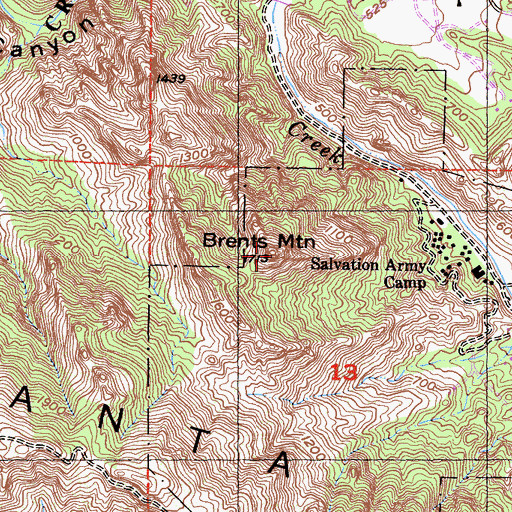Topographic Map of Brents Mountain, CA