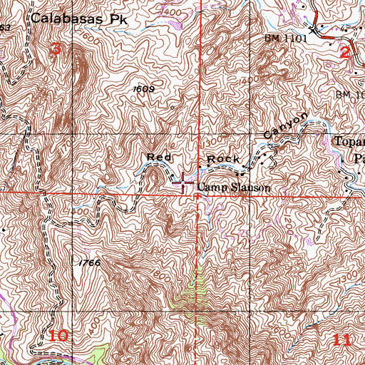 Topographic Map of Camp Stauson, CA