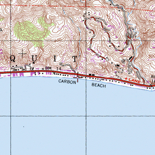 Topographic Map of Carbon Beach, CA
