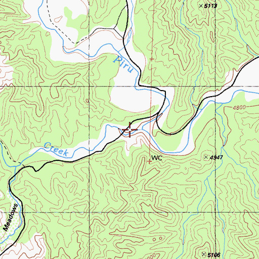 Topographic Map of Cedar Creek, CA