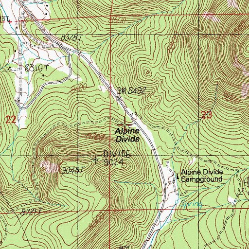 Topographic Map of Alpine Divide, AZ