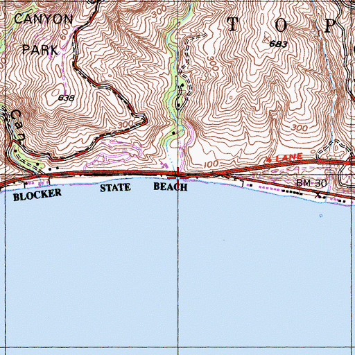 Topographic Map of Corral Beach, CA