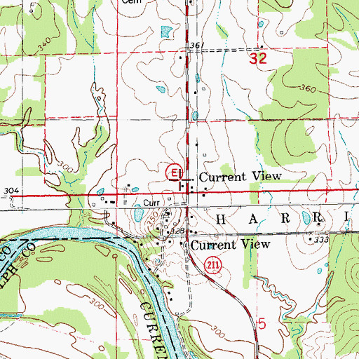Topographic Map of Currentview Elementary School (historical), MO