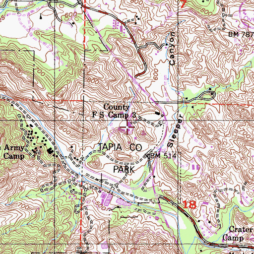 Topographic Map of Camp David Gonzales, CA