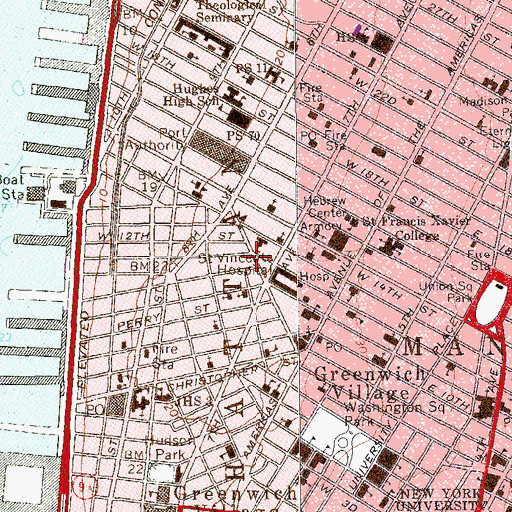 Topographic Map of Art Greenwich Twin Theatre (historical), NY