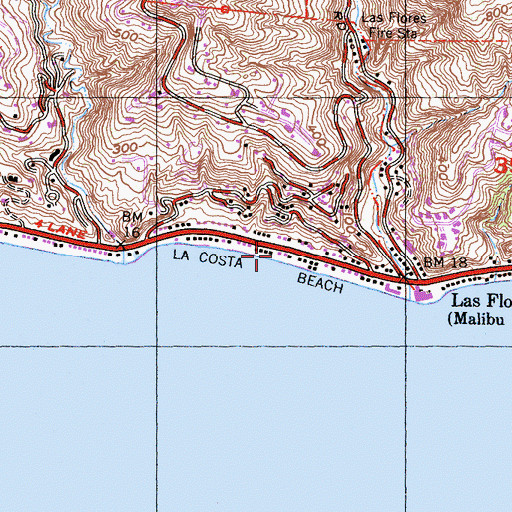 Topographic Map of La Costa Beach, CA