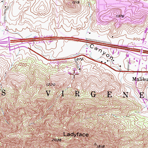 Topographic Map of Las Virgenes, CA