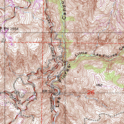 Topographic Map of Little Las Flores Canyon, CA