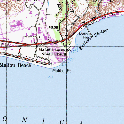 Topographic Map of Malibu Creek, CA