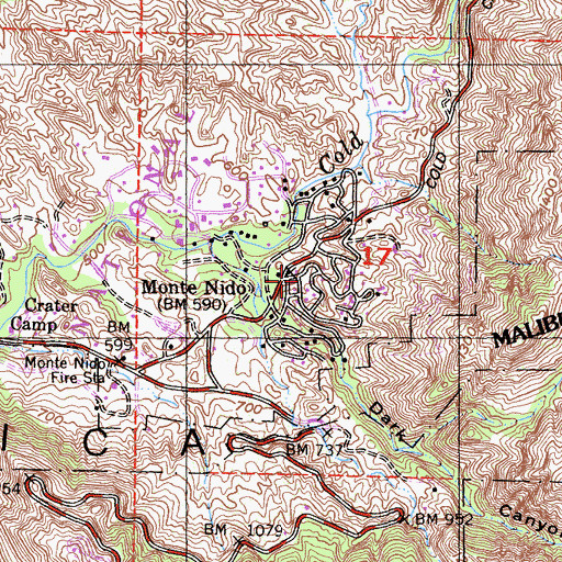 Topographic Map of Monte Nido, CA