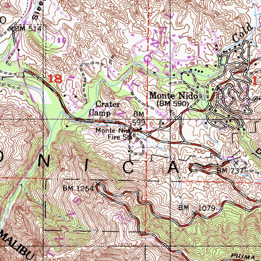 Topographic Map of Los Angeles County Fire Department Station 67, CA
