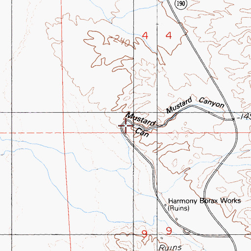Topographic Map of Mustard Canyon, CA