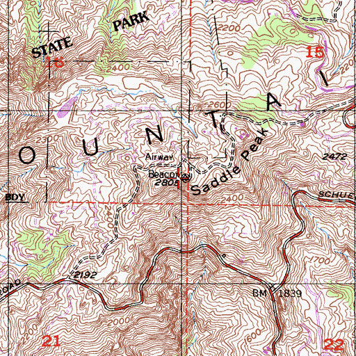 Topographic Map of Saddle Peak, CA