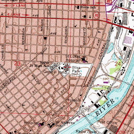 Topographic Map of Covenant Medical Center - Harrison, MI