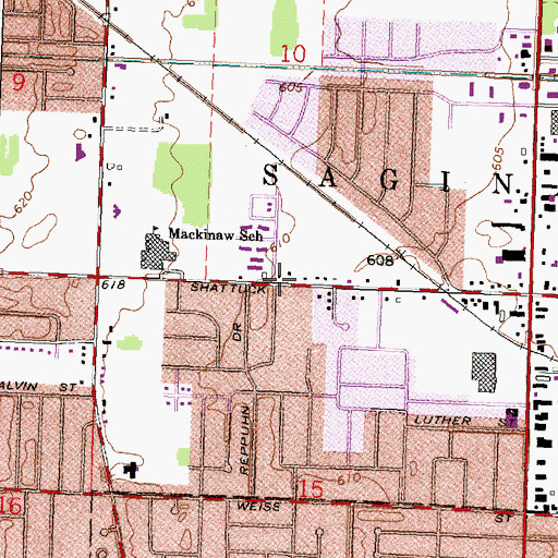 Topographic Map of Saint Mary's of Michigan-Heritage Family Physicians, MI