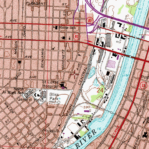 Topographic Map of Covenant HealthCare Irving, MI