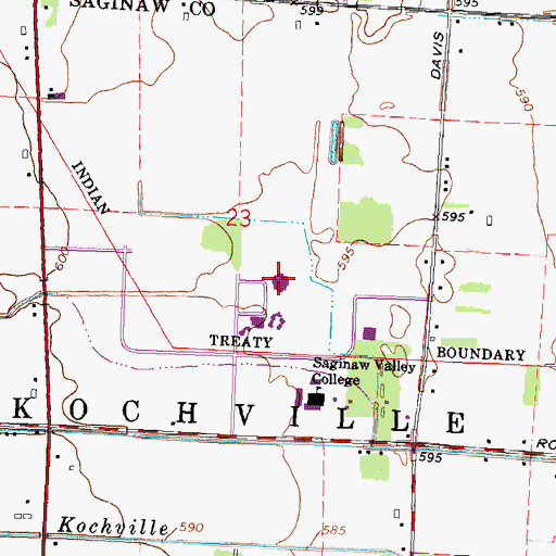 Topographic Map of Wickes Hall, MI