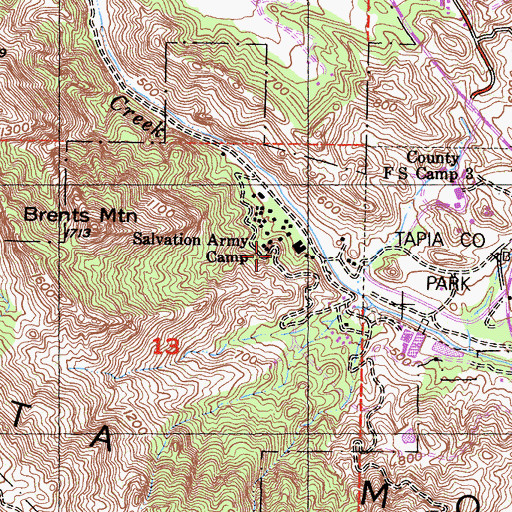 Topographic Map of Salvation Army Camp, CA