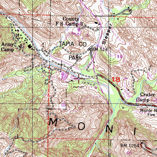 Topographic Map of Sleeper Canyon, CA