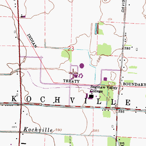 Topographic Map of Curtiss Hall, MI