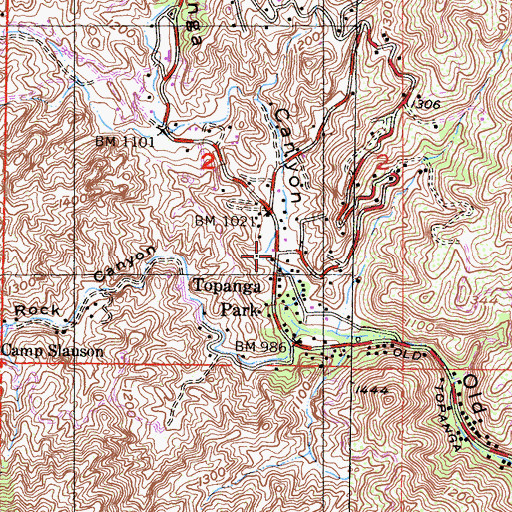 Topographic Map of Topanga Park, CA