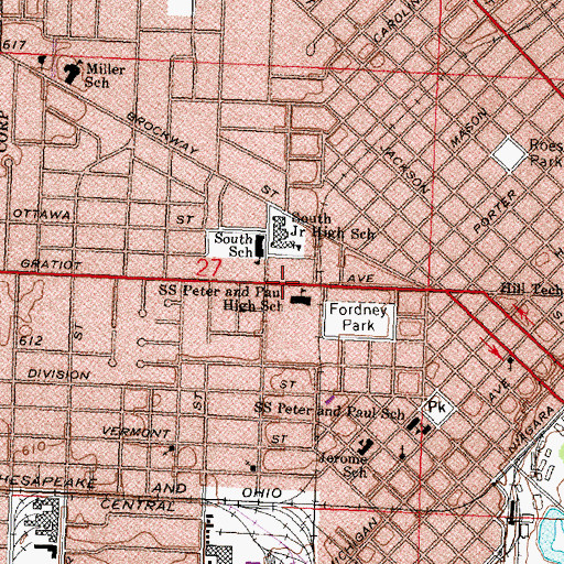Topographic Map of Lativian Evangelical Lutheran Church, MI