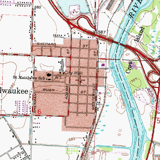 Topographic Map of Saint John Lutheran Church, MI