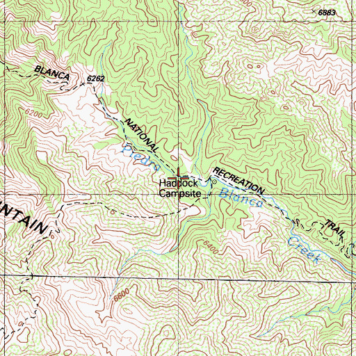 Topographic Map of Piedra Blanca National Recreation Trail, CA