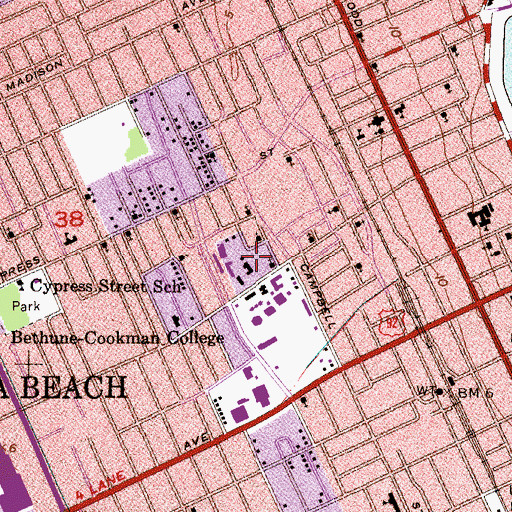 Topographic Map of Mary McLeod Bethune Home, FL