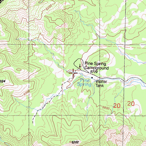 Topographic Map of Pine Spring Campground, CA