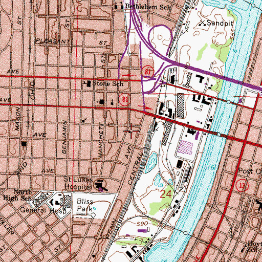 Topographic Map of Calvary Memorial Episcopal Church, MI