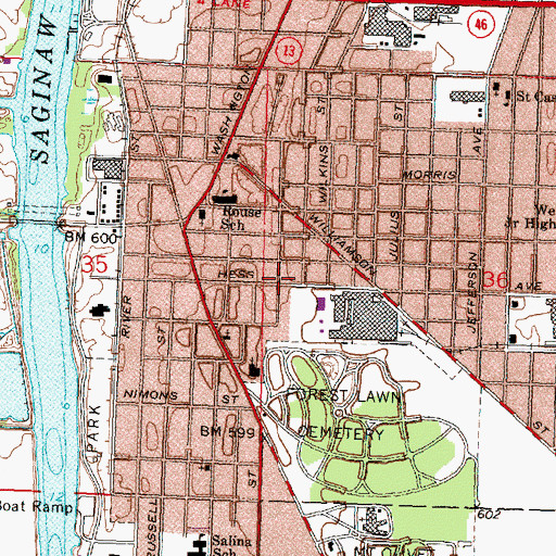 Topographic Map of House of Prayer Baptist Church, MI