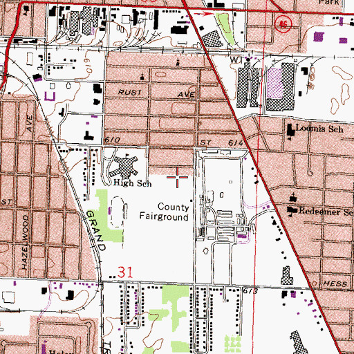 Topographic Map of Lewis Temple Church of God, MI