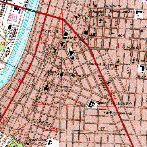Topographic Map of Saint Mary's Cathedral, MI