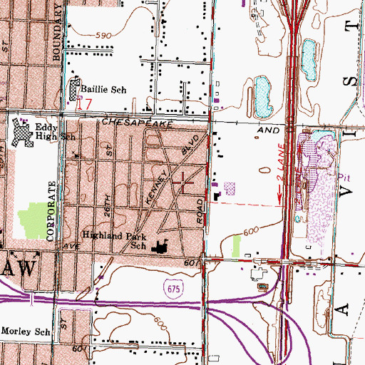 Topographic Map of Apostolic Faith Church, MI