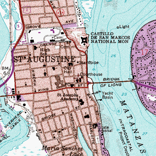Topographic Map of Cathedral of Saint Augustine, FL